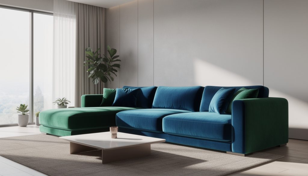 profitez d'une promotion exceptionnelle et économisez 600 € sur ce somptueux canapé d’angle en velours. offre exclusive disponible uniquement sur notre site en ligne. ne manquez pas cette occasion unique !