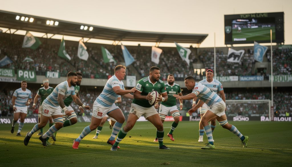 suivez en direct le match de rugby top 14 entre pau et racing 92 avec le score en temps réel, les résultats complets et toutes les actions clés du duel.